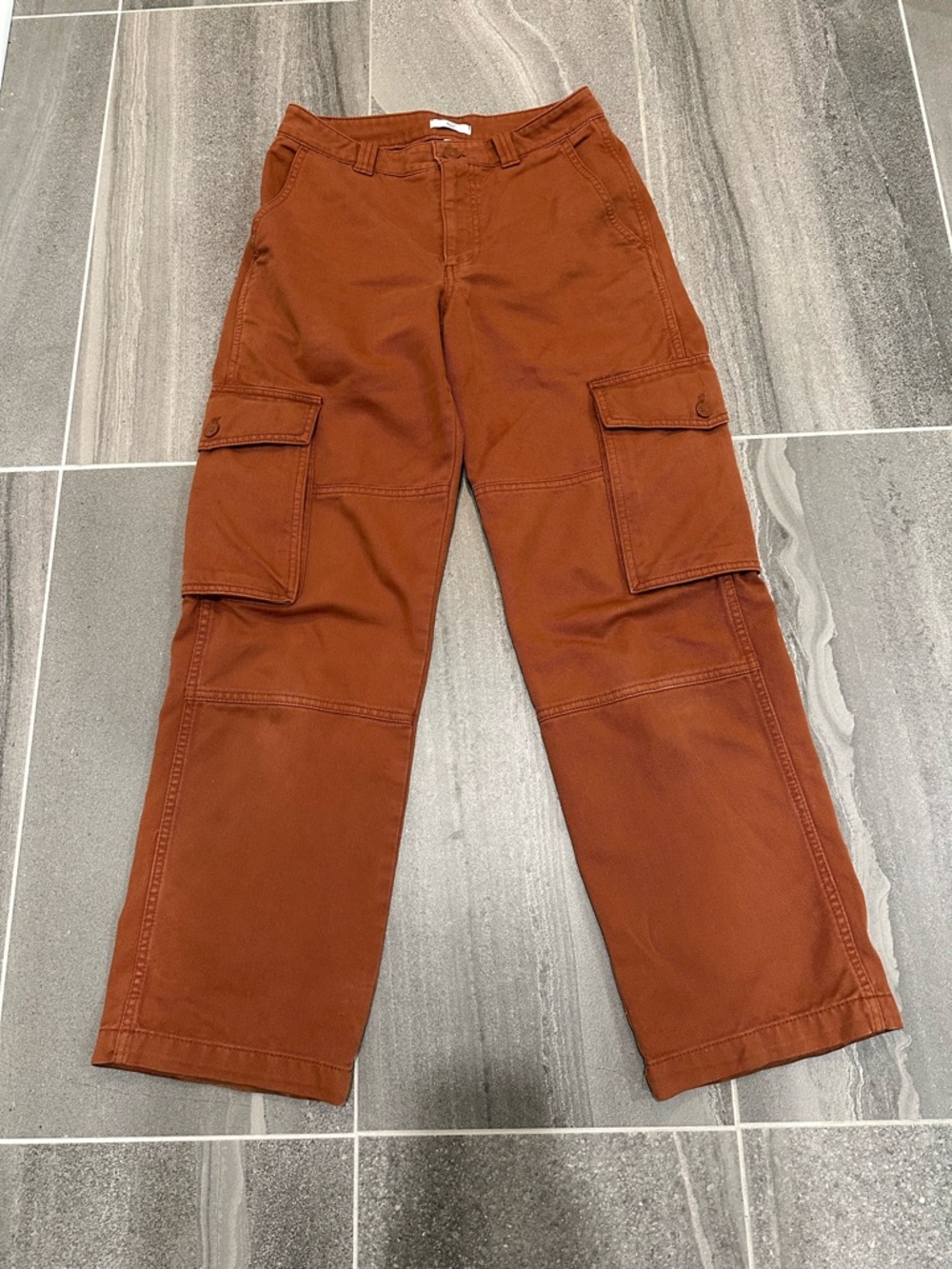 US Size 4 TNA Troop Cargo Pants Wide Straight Leg - Rust Orange